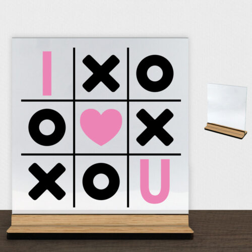 I love you #1 | Glasskilt inkl. fod (træfinér)