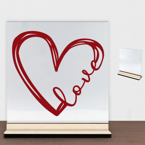 Love heart | Glasskilt inkl. fod (poppel krydsfinér)
