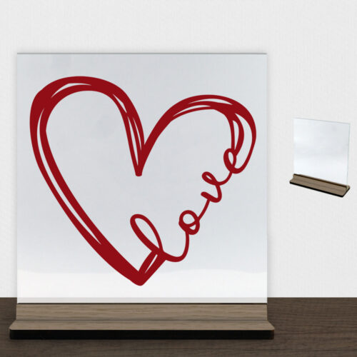 Love heart | Glasskilt inkl. fod (træfinér)