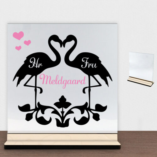 Flamingo love | Glasskilt inkl. fod (poppel krydsfinér)