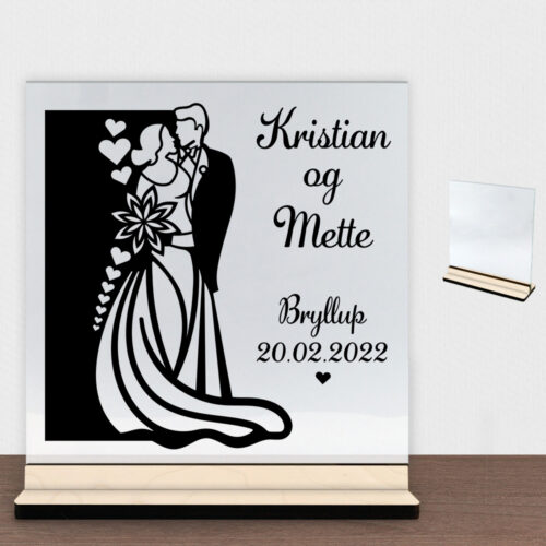 Bryllup #1 | Glasskilt inkl. fod (poppel krydsfinér)