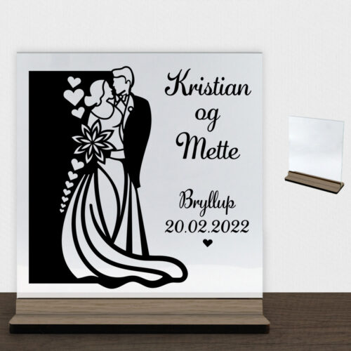 Bryllup #1 | Glasskilt inkl. fod (træfinér)
