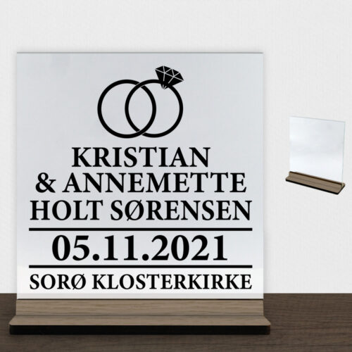 Bryllup #2 | Glasskilt inkl. fod (træfinér)