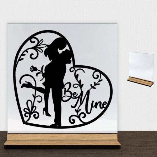 Be mine | Glasskilt inkl. fod (træfinér)