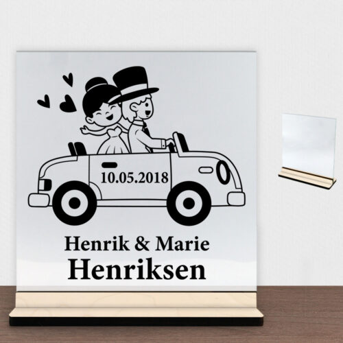 Wedding couple #1 | Glasskilt inkl. fod (poppel krydsfinér)