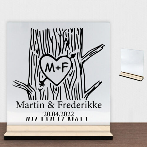 Love tree | Glasskilt inkl. fod (poppel krydsfinér)