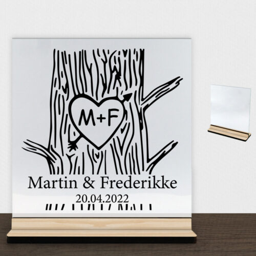 Love tree | Glasskilt inkl. fod (træfinér)