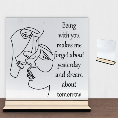 Being with you... | Glasskilt inkl. fod (poppel krydsfinér)