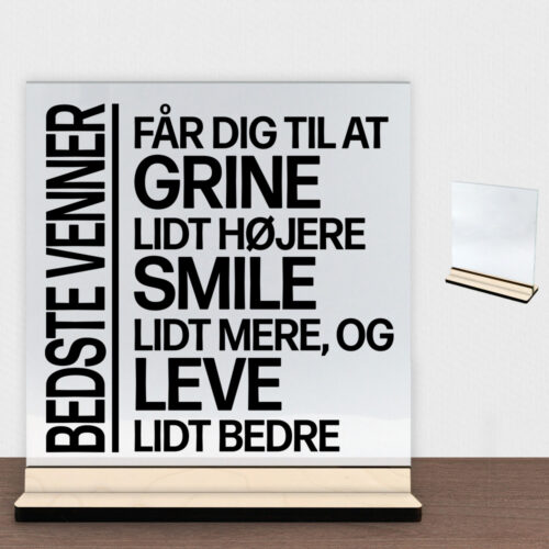 Bedste venner... | Glasskilt inkl. fod (poppel krydsfinér)