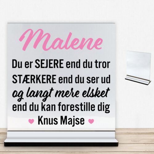 Du er sejere end du tror... | Glasskilt inkl. fod med farvet overflade