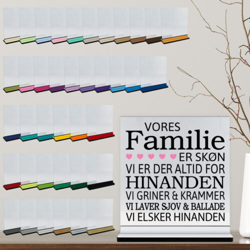 Glasskilte inkl. fod (farvet overflade)