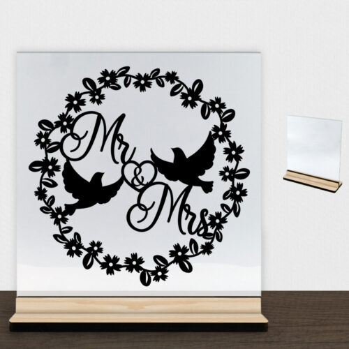Mr & Mrs #1 | Glasskilt inkl. fod (træfinér)