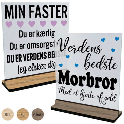 Andre familiemedlemmer | Glasskilte inkl. fod (træfinér)