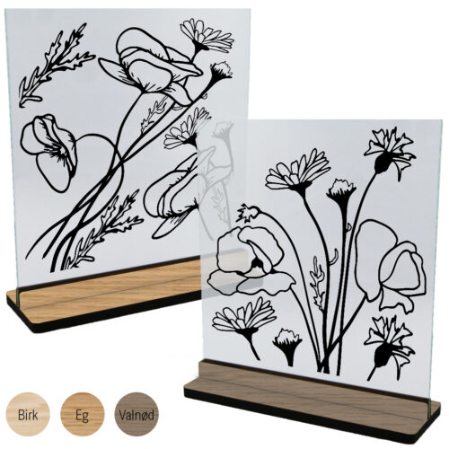 Blomster & natur | Glasskilte inkl. fod (træfinér)