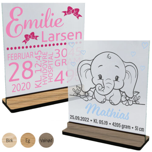 Børn | Glasskilte inkl. fod (træfinér)