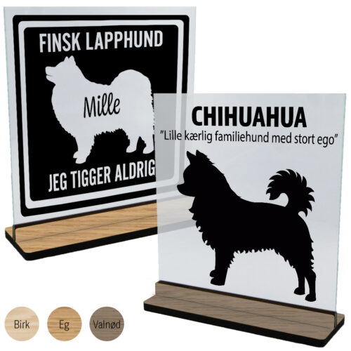 Hunde | Glasskilte inkl. fod (træfinér)