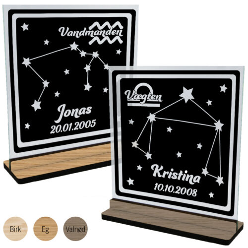 Look at the stars | Glasskilte-serie inkl. fod (træfinér)