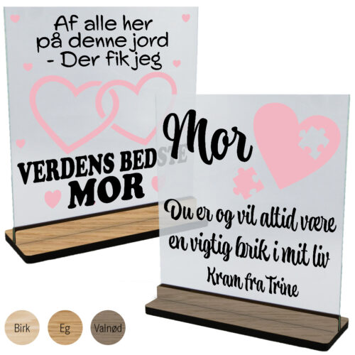 Mor | Glasskilte inkl. fod (træfinér)