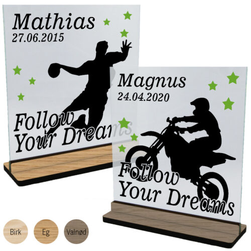 Sport & fritid | Glasskilte inkl. fod (træfinér)