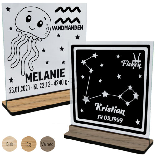 Stjernetegn | Glasskilte inkl. fod (træfinér)