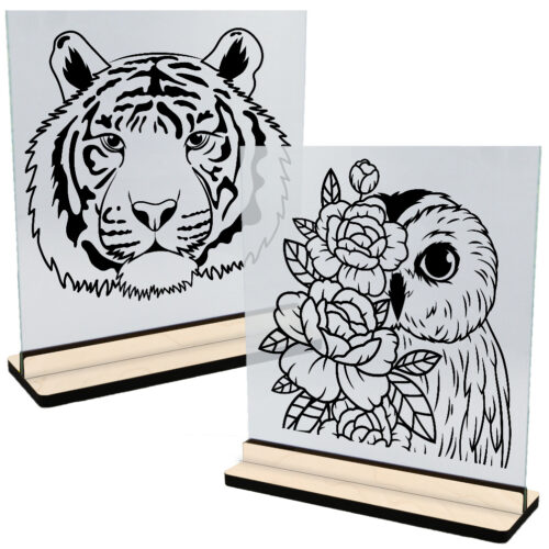 Dyr | Glasskilte inkl. fod (poppel krydsfinér)