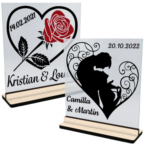 Kærlighed | Glasskilte inkl. fod (poppel krydsfinér)