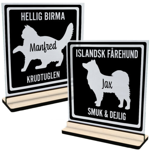 MyPets | Glasskilte-serie inkl. fod (poppel krydsfinér)