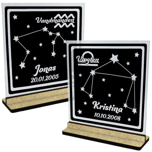 Look at the stars | Glasskilte-serie inkl. fod (træfiber)