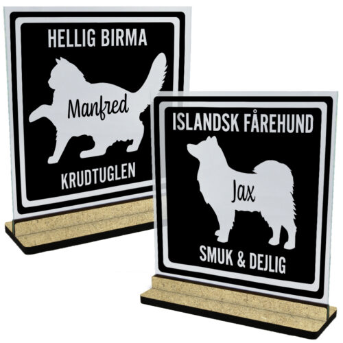 MyPets | Glasskilte-serie inkl fod (træfiber)