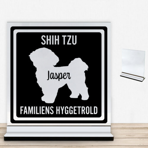MyPets Shih Tzu #2 | Glasskilt inkl. fod med farvet overflade