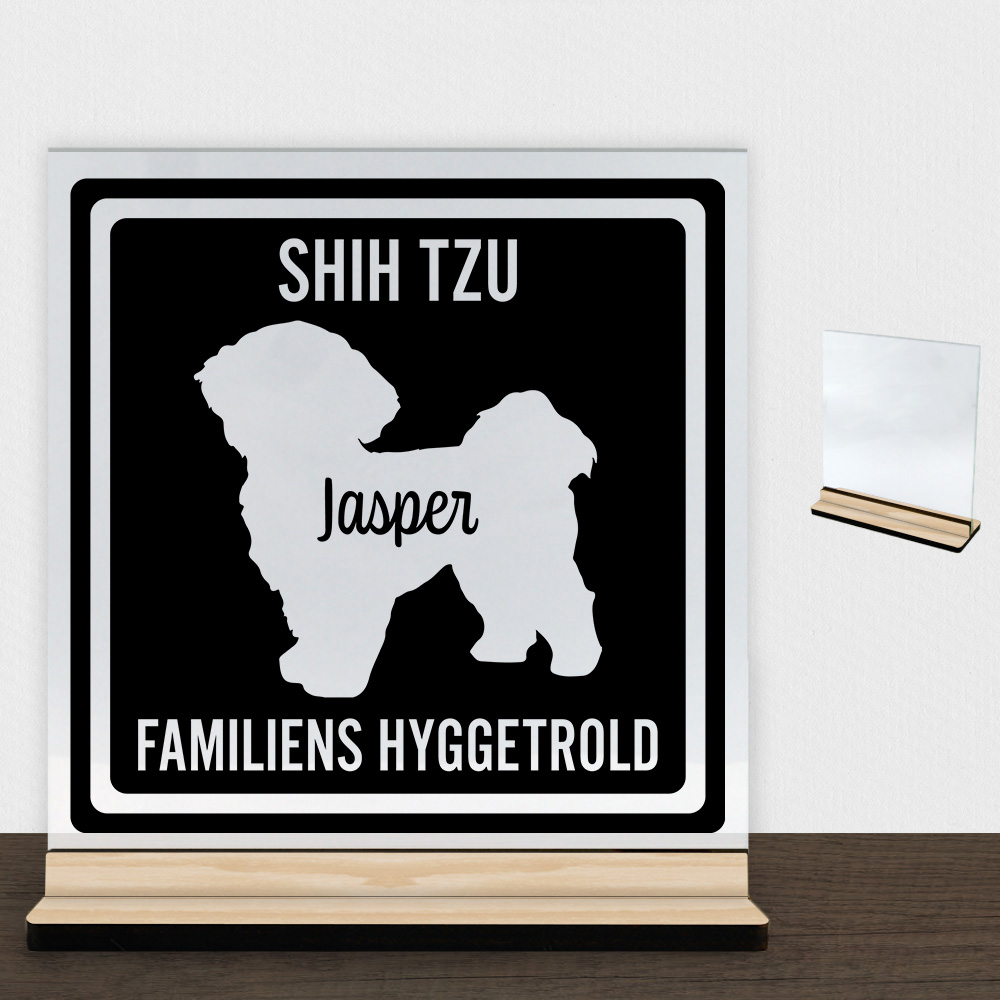 MyPets Shih Tzu #2 | Glasskilt inkl. fod (træfinér)