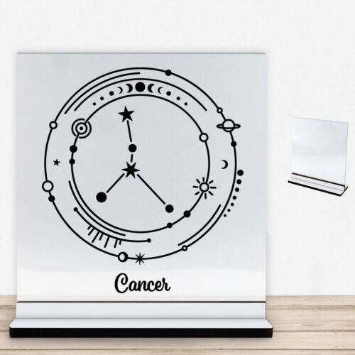 Stjernetegn "My Zodiac" - Cancer (krebsen) | Glasskilt inkl. fod med farvet overflade
