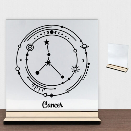 Stjernetegn "My Zodiac" - Cancer (krebsen) | Glasskilt inkl. fod (poppel krydsfinér)