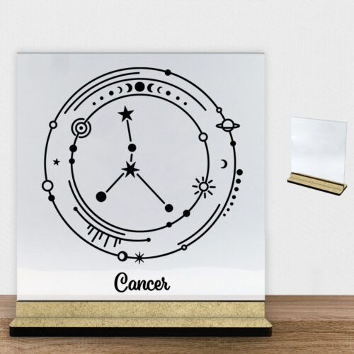 Stjernetegn "My Zodiac" - Cancer (krebsen) | Glasskilt inkl. fod (træfiber)