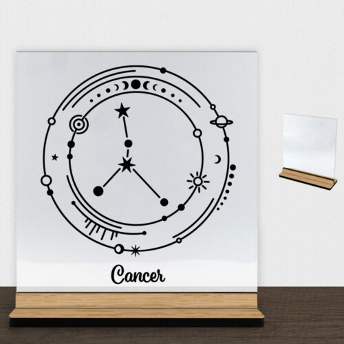 Stjernetegn "My Zodiac" - Cancer (krebsen) | Glasskilt inkl. fod (træfinér)