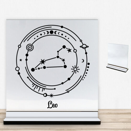 Stjernetegn "My Zodiac" - Leo (løven) | Glasskilt inkl. fod med farvet overflade