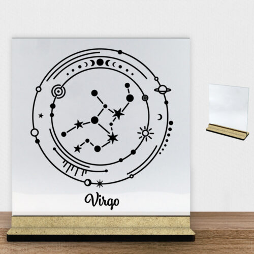 Stjernetegn "My Zodiac" - Virgo (jomfruen) | Glasskilt inkl. fod (træfiber)