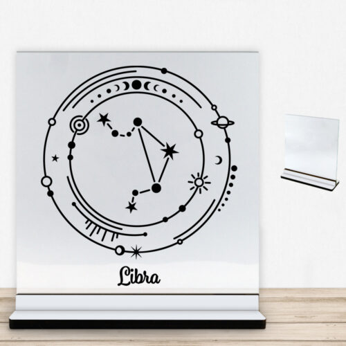 Stjernetegn "My Zodiac" - Libra (vægten) | Glasskilt inkl. fod med farvet overflade
