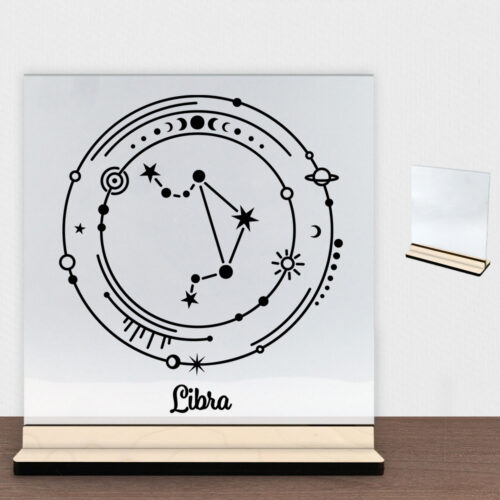 Stjernetegn "My Zodiac" - Libra (vægten) | Glasskilt inkl. fod (poppel krydsfinér)