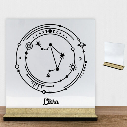 Stjernetegn "My Zodiac" - Libra (vægten) | Glasskilt inkl. fod (træfiber)