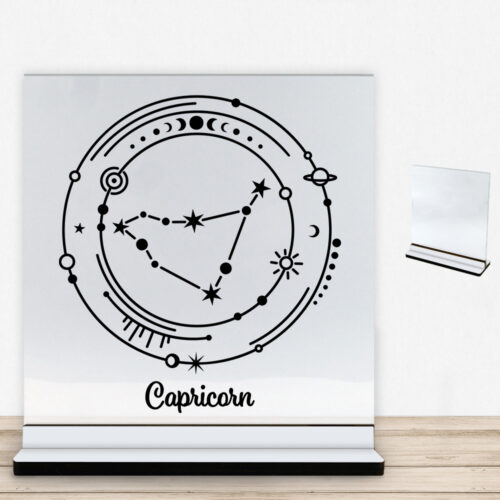 Stjernetegn "My Zodiac" - Capricorn (stenbukken) | Glasskilt inkl. fod med farvet overflade