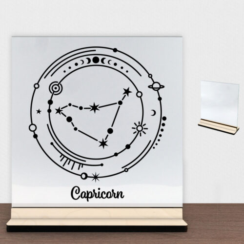 Stjernetegn "My Zodiac" - Capricorn (stenbukken) | Glasskilt inkl. fod (poppel krydsfinér)