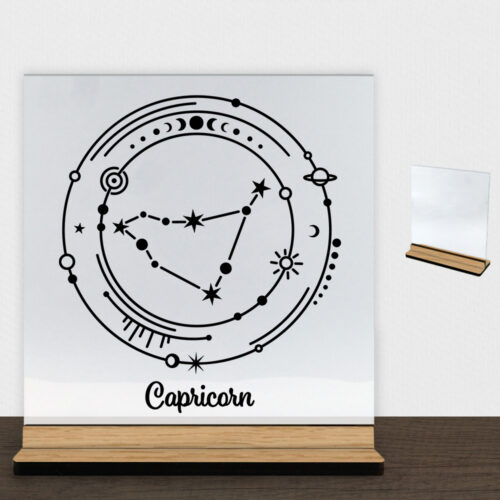 Stjernetegn "My Zodiac" - Capricorn (stenbukken) | Glasskilt inkl. fod (træfinér)