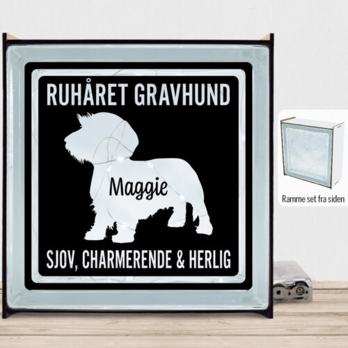 MyPets Ruhåret gravhund #1 | Lyssten med ramme (farvet overflade)