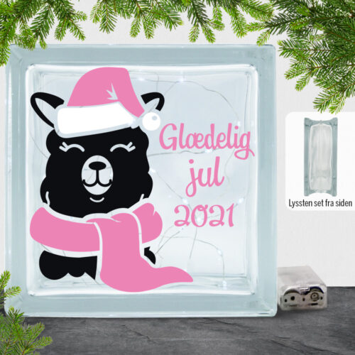 Funny Christmas - Lama, glædelig jul + valgfrit årstal | Lyssten