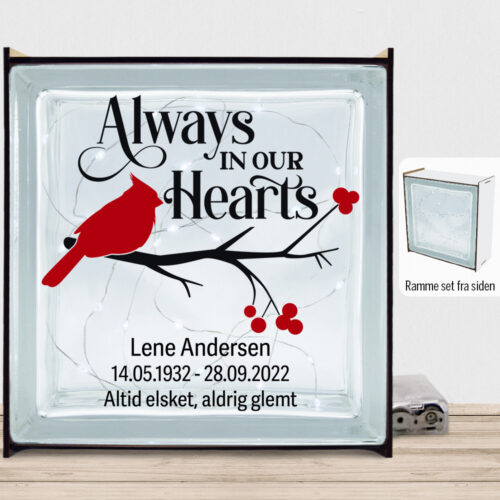 Always in our hearts | Lyssten med ramme (farvet overflade)