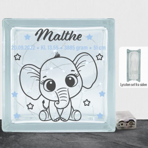 Baby elefant m. fødselsdata | Lyssten