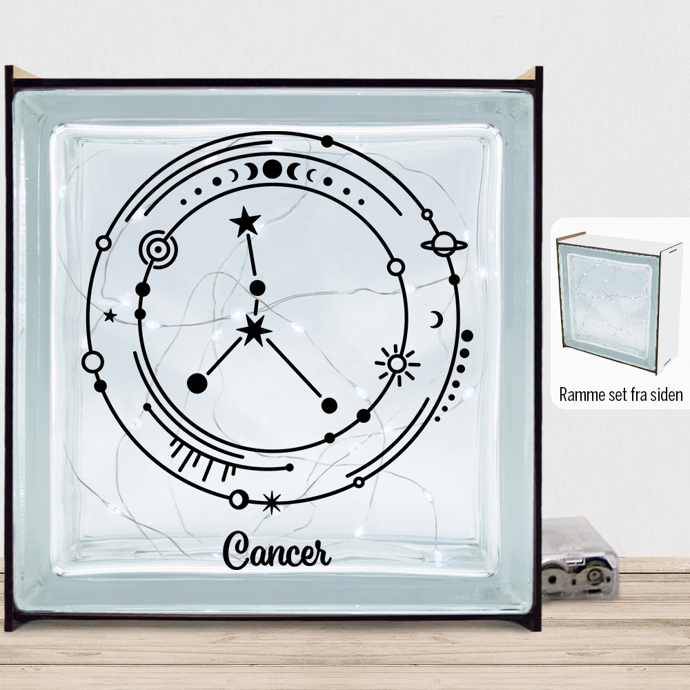 Stjernetegn "My Zodiac" - Cancer (krebsen) | Lyssten med ramme (farvet overflade)