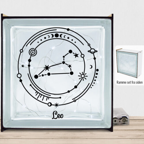Stjernetegn "My Zodiac" - Leo (løven) | Lyssten med ramme (farvet overflade)