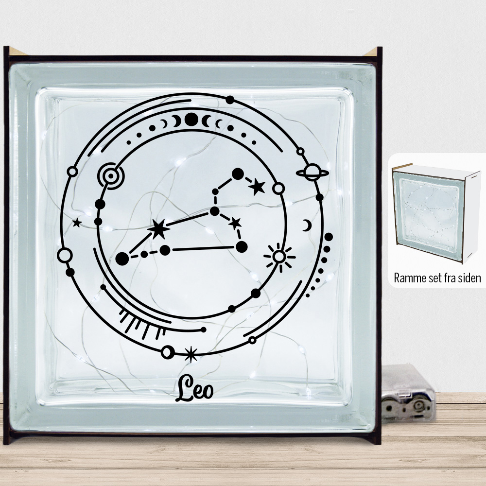 Stjernetegn "My Zodiac" - Leo (løven) | Lyssten med ramme (farvet overflade)